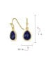 Delicate Fine Natural Dumortierite Dark Navy Blue Faceted Briolette Teardrop Pear Shaped Drop French Wire Fish Hook Earrings For Women Yellow Gold Plated