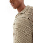 Фото #5 товара ASOS DESIGN knitted button through polo in texture in oatmeal