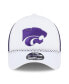 Men's White/Purple Kansas State Wildcats Court Sport Foam A-Frame 9FORTY Adjustable Trucker Hat White, Purple - фото #3