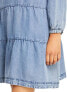 Фото #2 товара Aqua Baby Doll Long Sleeve Dress Malibu Blue XS