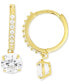 ფოტო #1 პროდუქტის Cubic Zirconia Dangle Hoop Drop Earrings in 14K Gold-Plated Sterling Silver