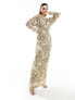 Фото #1 товара ASOS DESIGN embellished ergonomic batwing maxi dress in gold