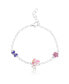 ფოტო #1 პროდუქტის Sanrio and Friends Womens Silver Plated Bracelet with Flower and Bow Charm Pendants, 6.5 + 1", Officially Licensed