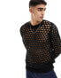 ASOS DESIGN knitted jumper in open knit texture in black