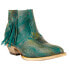 Фото #2 товара Ferrini Fringe Round Toe Zippered Cowboy Booties Womens Green Casual Boots 61011