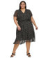 Фото #4 товара Plus Size Dot-Print Crinkle-Chiffon Smocked Midi Dress