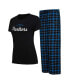 Women's Black, Blue Carolina Panthers Arctic T-shirt and Flannel Pants Sleep Set