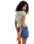 Фото #4 товара ASOS DESIGN slash neck top in green stripe