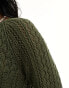 Фото #3 товара ONLY wide sleeve crochet top in dark khaki