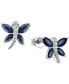 ფოტო #2 პროდუქტის Sapphire (7/8 ct. t.w.) & Diamond (1/20 ct. t.w.) Butterfly Stud Earrings in Sterling Silver (Also in Ruby & Emerald)