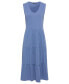 Women's 100% Cotton Sleeveless Tiered Midi Dress Синий, 12 - фото #1