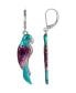 ფოტო #1 პროდუქტის Silver-Tone Purple, Blue Hand Enamel Parrot Earrings