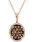 Фото #1 товара Le Vian chocolatier® Diamond Oval Cluster 18" Pendant Necklace (3/4 ct. t.w.) in 14k Rose Gold