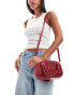 Glamorous quilted bowling bag in burgundy