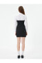 Фото #4 товара Gömlek Detaylı Mini Straplez Elbise Slim Fit Uzun Kollu