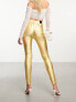 Фото #2 товара Stradivarius metallic high waist jean in brushed gold