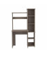 Фото #6 товара Marston 6-Shelf Writing Desk With Built-In Bookcase Wengue