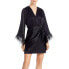 WAYF Womens Faux Feather Trim Mini Wrap Dress Black Size S