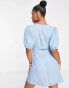 Фото #2 товара ASOS DESIGN soft denim seamed mini tea dress in blue