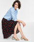ფოტო #2 პროდუქტის Women's Printed Pleated A-Line Midi Skirt, Created for Macy's