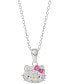 ფოტო #1 პროდუქტის Crystal & Enamel Hello Kitty Pendant Necklace in Sterling Silver, 16"+ 2" extender