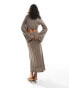 Pretty Lavish v-neck fine knit maxi dress in stone