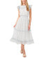 ფოტო #1 პროდუქტის Women's Flutter-Sleeve Smocked-Waist Midi Dress