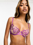 Bluebella Catalina delicate floral lace non padded balconette bra in purple