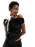 Фото #1 товара COLLUSION velvet asymmetric top in black