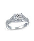 Фото #3 товара 2CTW Round Brilliant Solitaire Cut CZ Engagement Ring Pave Criss Cross Twist Infinity Band Sterling Silver