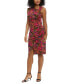 ფოტო #3 პროდუქტის Petite Asymmetrical-Neck Shirred Tulip-Hem Sheath Dress