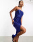 Фото #2 товара Jaded Rose corset drape sequin maxi dress in electric blue