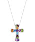 EFFY® Multi-Gemstone Cross 18" Pendant Necklace (9-3/4 ct. t.w.) in Sterling Silver