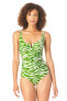 Фото #1 товара Anne Cole 282135 Women V Wire One-Piece Green White, Size 14