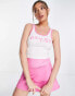 Daisy Street Active crop vest in white and pink