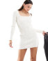 Hollister square neck knitted dress in white