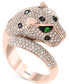 ფოტო #1 პროდუქტის EFFY® Black & White Diamond (1-1/2 ct. t.w.) & Tsavorite (1/20 ct. t.w.) Signature Panther Ring in 14k Rose Gold