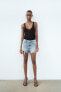 TRF CURVED HIGH-WAIST RIPPED DENIM SHORTS