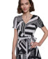 Фото #4 товара Women's Printed Tie-Waist Tiered V-Neck Dress