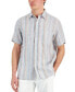 Фото #1 товара Men's Chroma Vertical Stripe Short-Sleeve Button-Front Linen Shirt, Created for Macy's