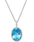 Фото #1 товара Macy's blue Topaz (20 ct. t.w.) and White Topaz (3/8 ct. t.w.) Large Oval Pendant Necklace in Sterling Silver