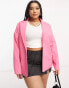 Daisy Street Plus linen relaxed oversized blazer in pink