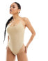 Фото #1 товара Public Desire scoop back swimsuit in gold glitter