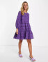 Фото #2 товара French Connection check mini dress in purple