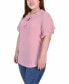 ფოტო #3 პროდუქტის Plus Size Short Ruffled Sleeve Crepe Knit Top with Chiffon Sleeves