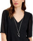 ფოტო #2 პროდუქტის Petite V-Neck Flutter-Sleeve Necklace Top, Created for Macy's