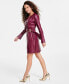 ფოტო #3 პროდუქტის Women's Faux-Leather Surplice Dress, Created for Macy's