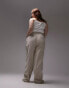 Topshop Curve co-ord linen-blend tapered trouser in natural