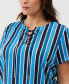 ფოტო #5 პროდუქტის Plus Size Eco Stripe Lace-Up Short Sleeve Tee Shirt