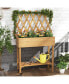 Wood Raised Garden Bed with Trellis Storage Shelf Wheels Liner Drainage Holes